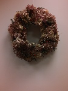 Hydrangea Wreath with Christmas Bow. Diane Butler